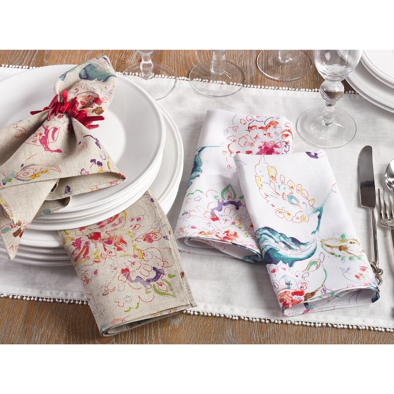 Primavera Collection Printed Floral Design Napkin (Set of 4)