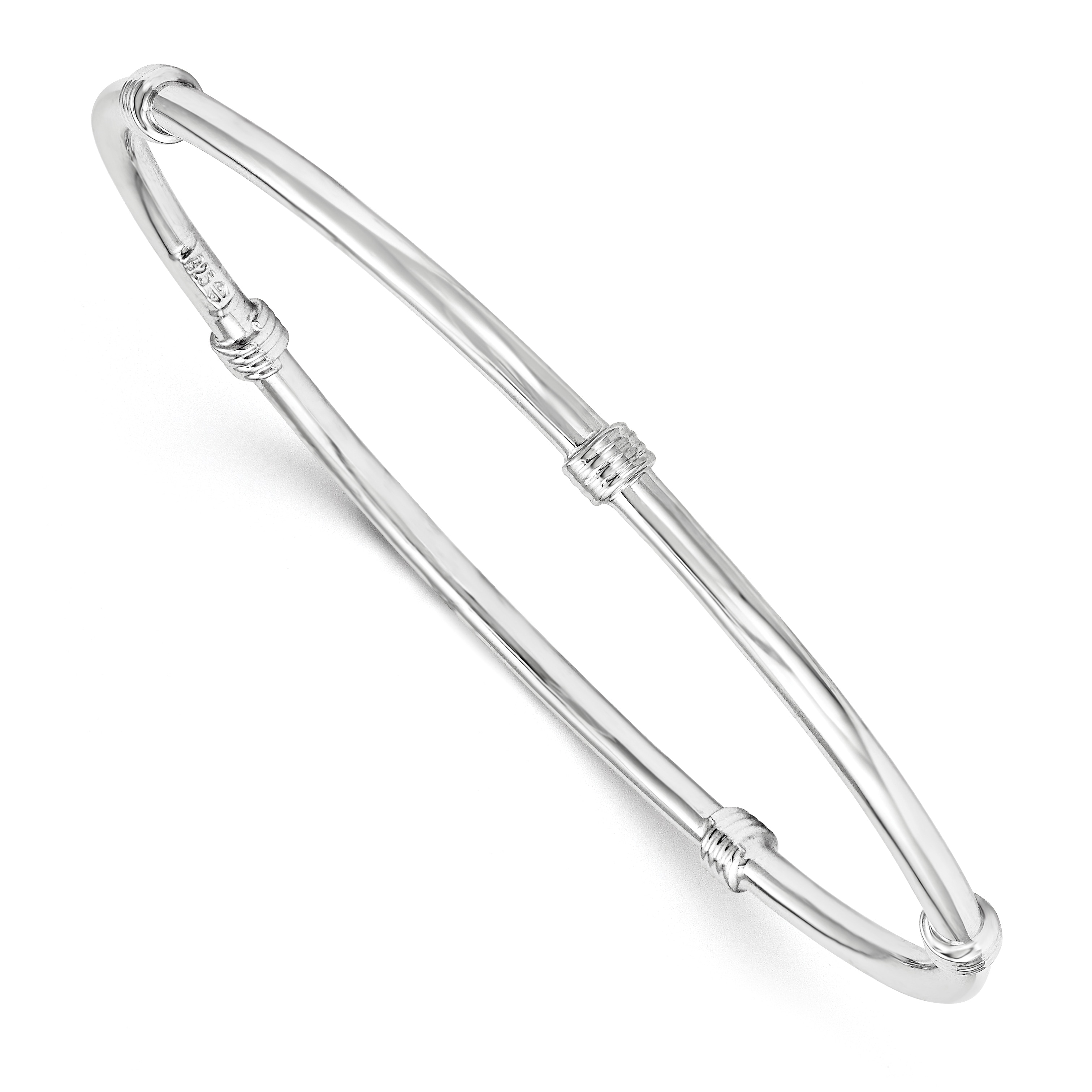 Shop Sterling Silver Rhodium-plated Bangle by Versil - White - On Sale ...
