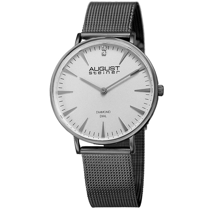 August Steiner Women's Quartz Diamond Stainless Steel Gray Bracelet Watch
