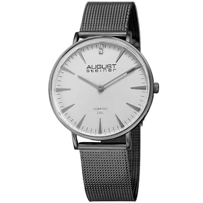August Steiner Women's Quartz Diamond Stainless Steel Gray Bracelet Watch