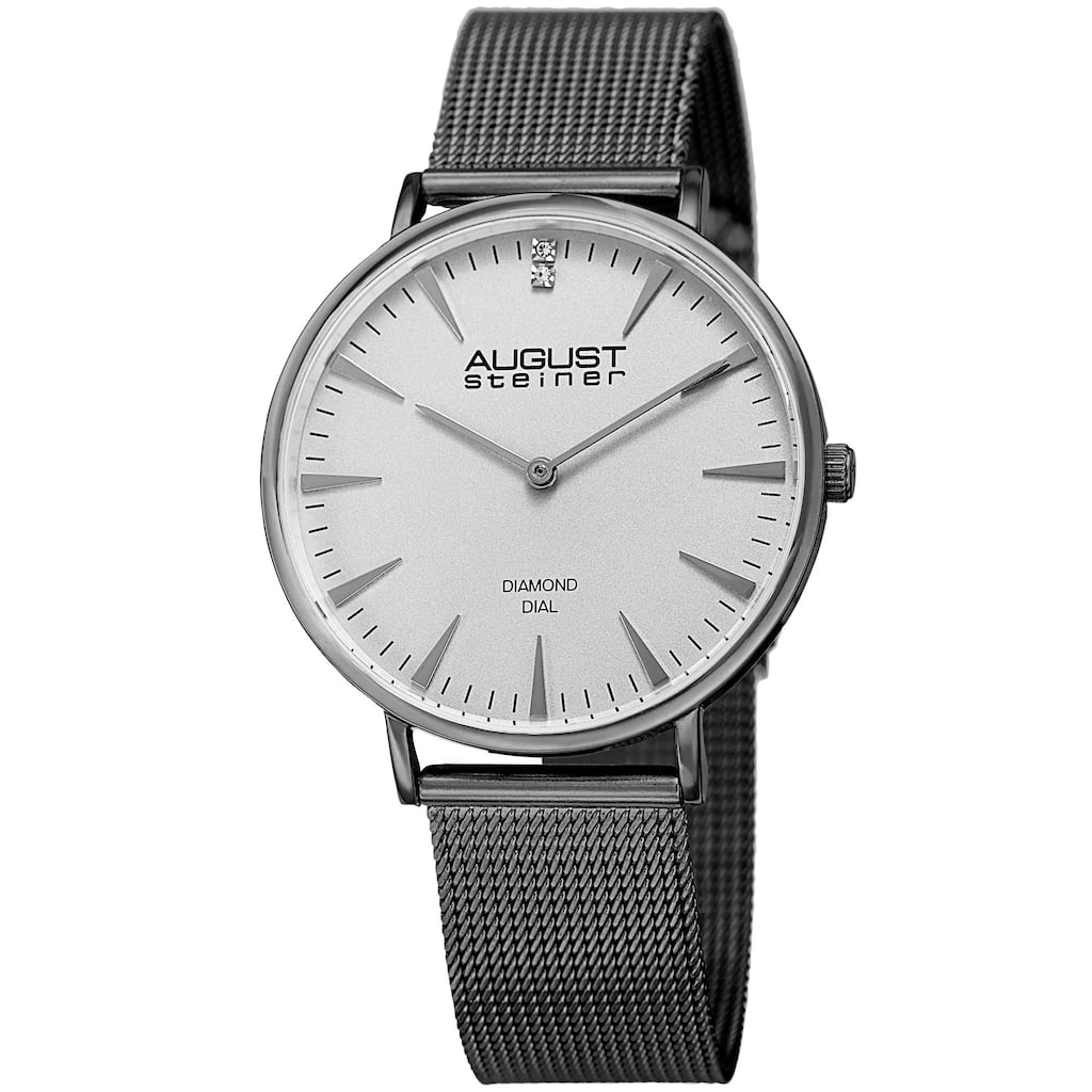 August Steiner Women's Quartz Diamond Stainless Steel Gray Bracelet Watch