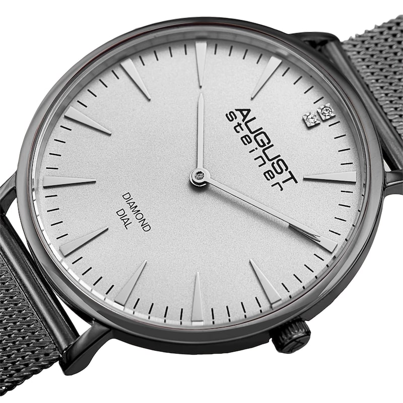 August Steiner Women's Quartz Diamond Stainless Steel Gray Bracelet Watch