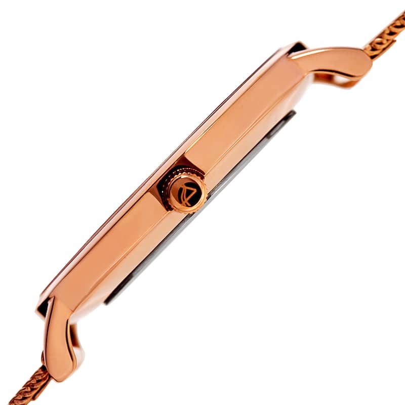 August Steiner Women's Quartz Diamond Stainless Steel Rose-Tone Bracelet Watch