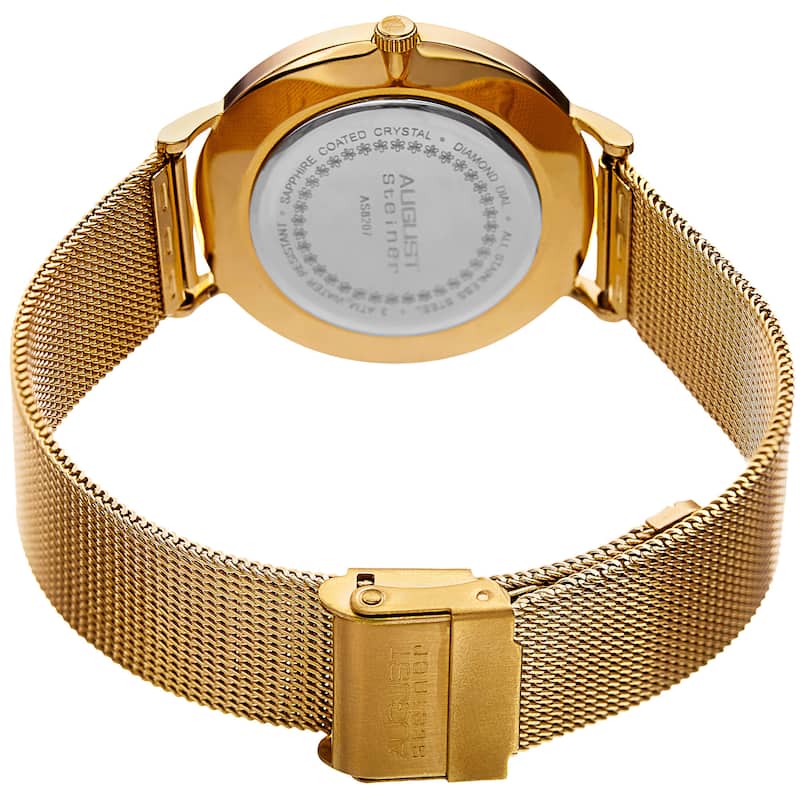 August Steiner Women's Quartz Diamond Stainless Steel Gold-Tone Bracelet Watch