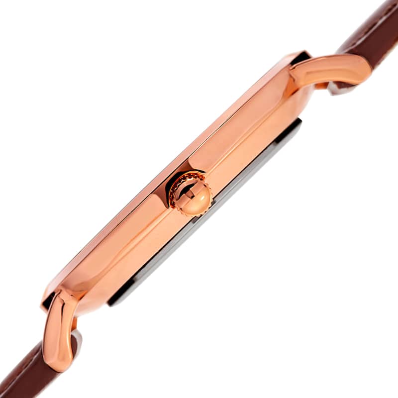 August Steiner Men's Quartz Easy-to-Read Rose-Tone Leather Strap Watch