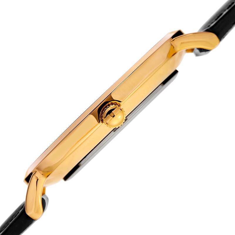 August Steiner Men's Quartz Easy-to-Read Gold-Tone Leather Strap Watch