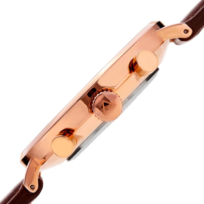 August Steiner Men's Swiss Quartz Multifunction Leather Rose-Tone Strap Watch