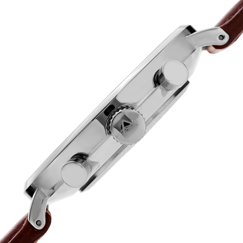 August Steiner Men's Swiss Quartz Multifunction Leather Silver-Tone Strap Watch