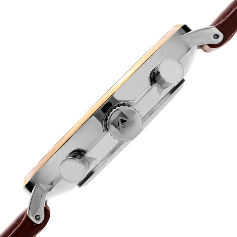 August Steiner Men's Swiss Quartz Multifunction Leather Gold-Tone Strap Watch