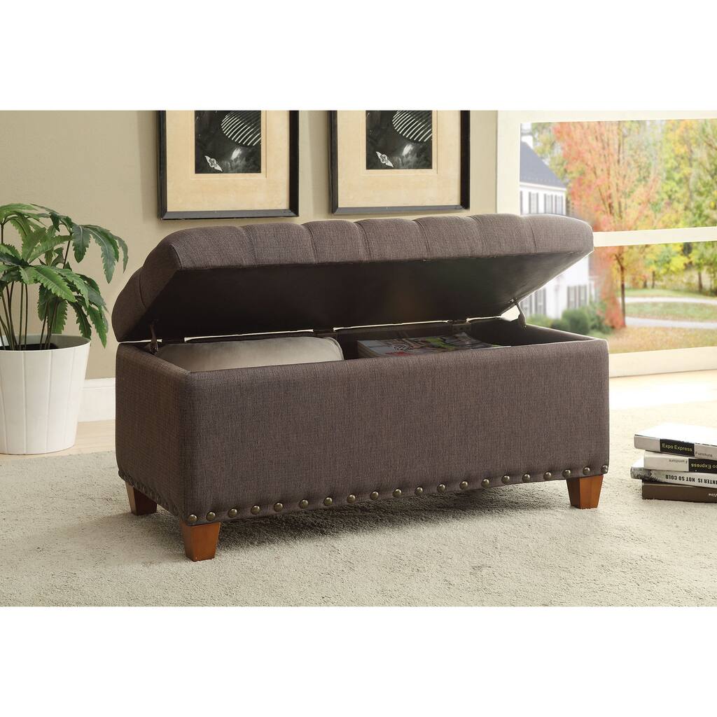 Coaster Furniture Mocha Tufted Storage Bench with Nailhead Trim