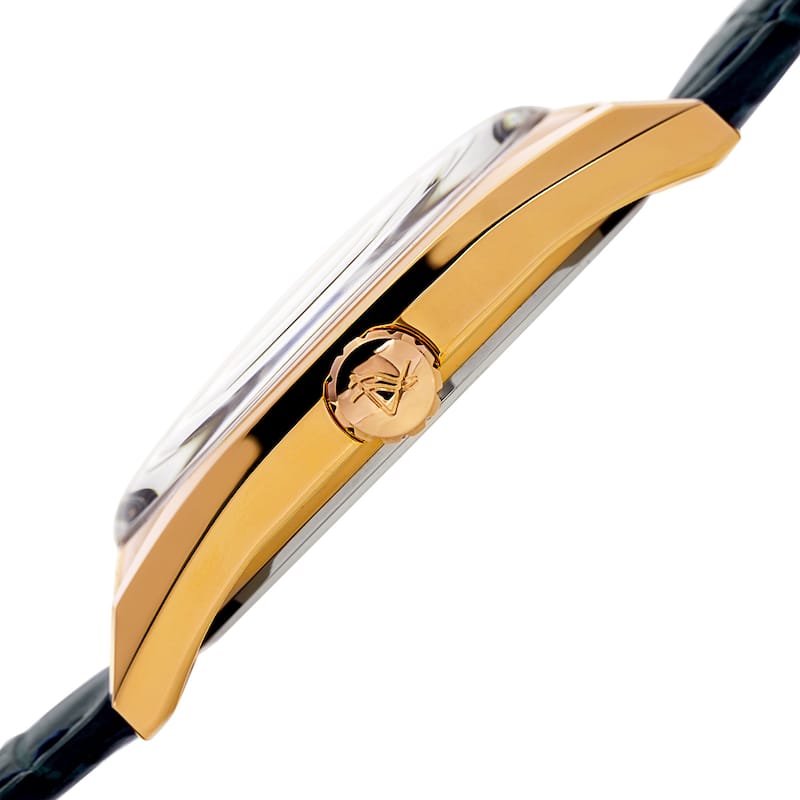 August Steiner Women's Quartz Easy-to-Read Blue Leather Strap Watch