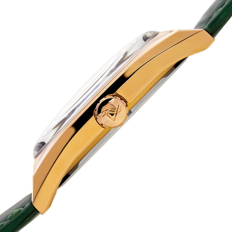 August Steiner Women's Quartz Easy-to-Read Green Leather Strap Watch