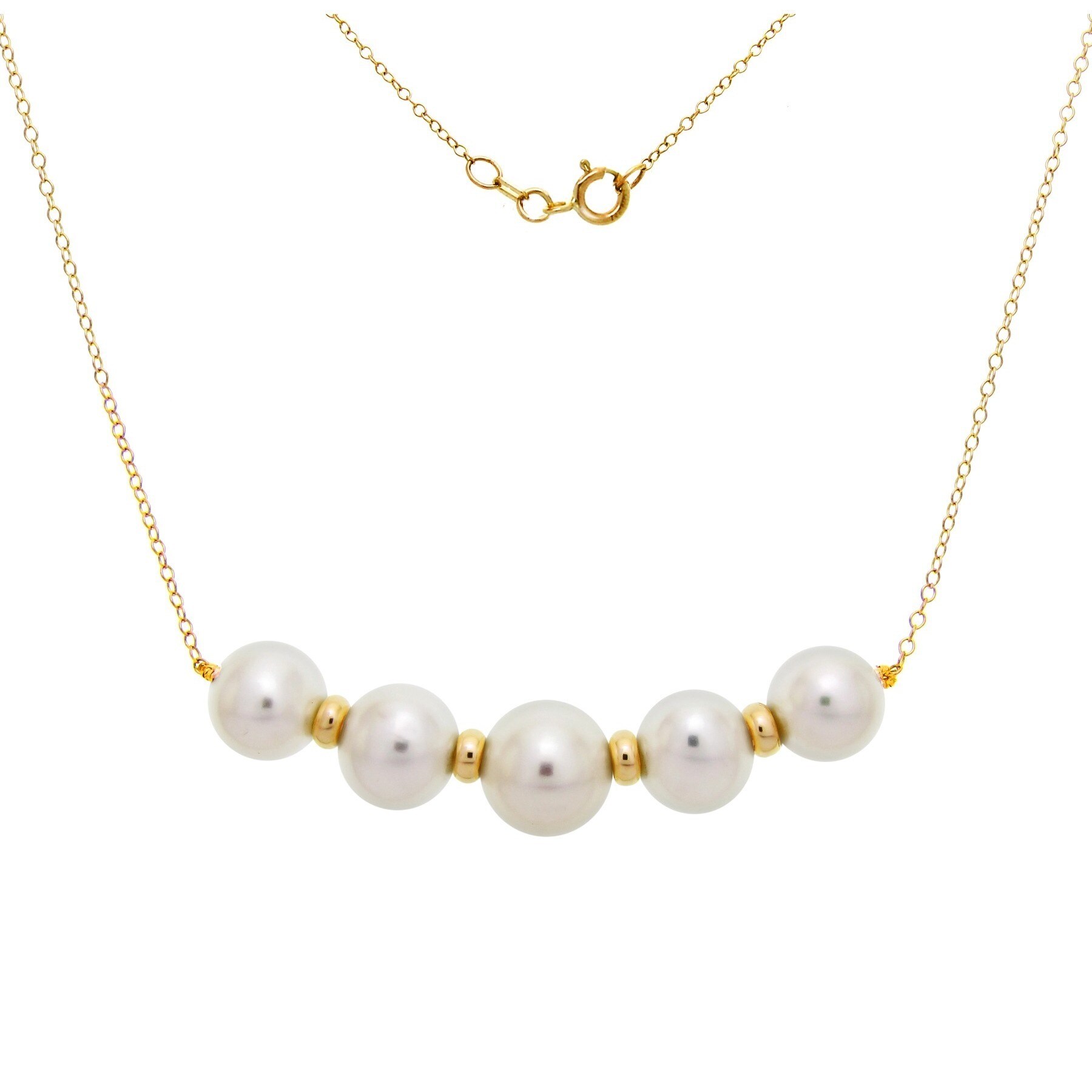 14k Yellow White or Rose Gold Rope Chain 7 Millimeters White Freshwater Cultured Pearl Necklace 14k Yellow White or Rose Gold Rope Chain 7 Millimeters White Freshwater Cultured Pearl Necklace