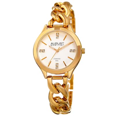 August Steiner Women's Quartz Diamond Gold-Tone Bracelet Watch