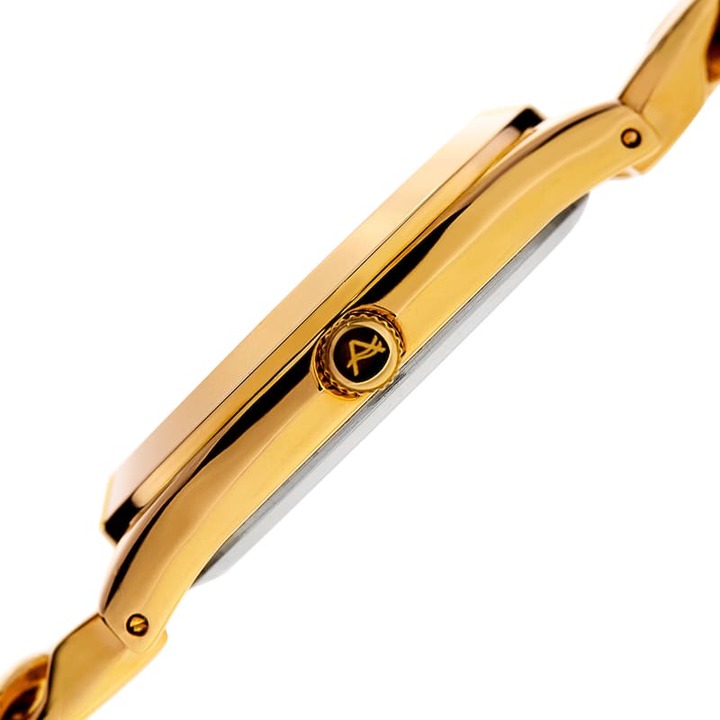 August Steiner Women's Quartz Diamond Gold-Tone Pink Bracelet Watch