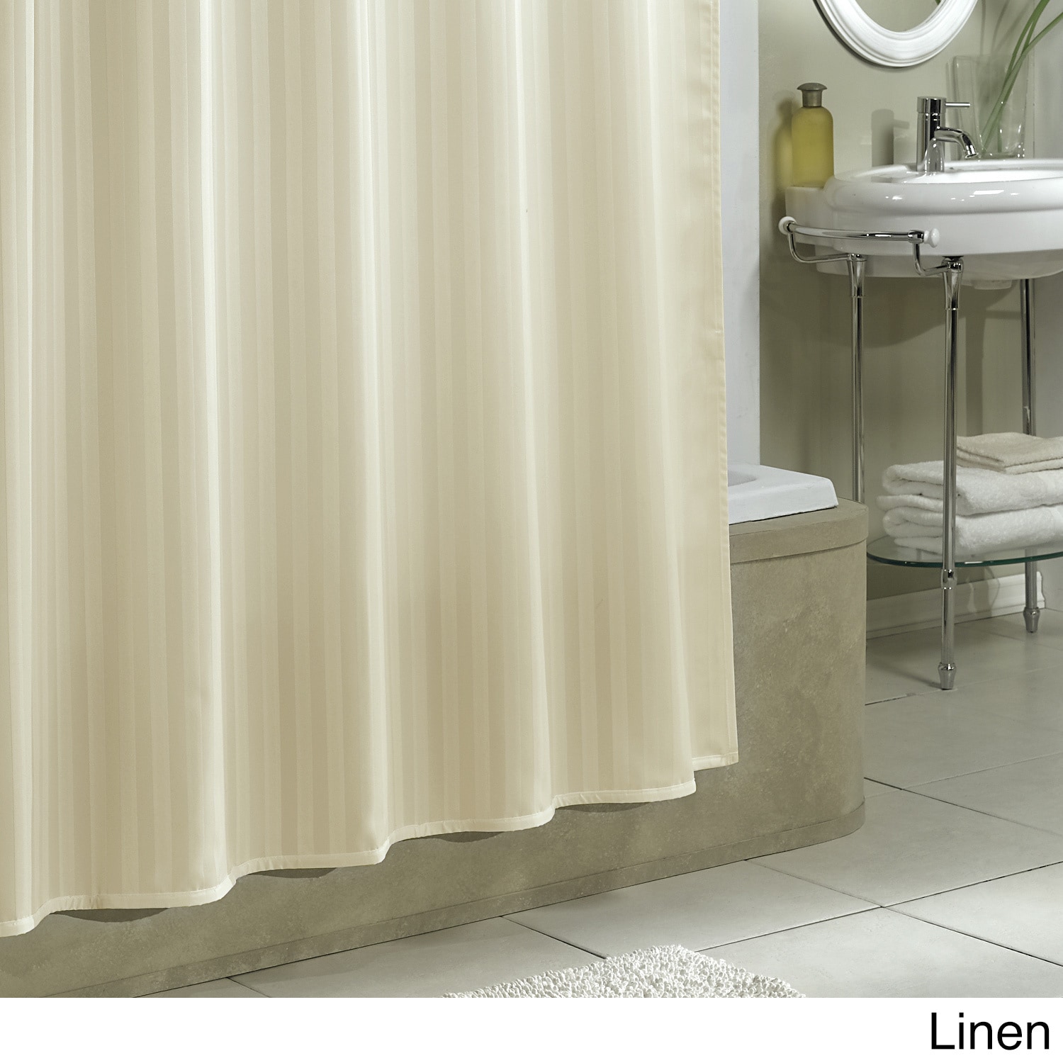 Shop Excell Damask Stripe Fabric Shower Curtain Liner Free