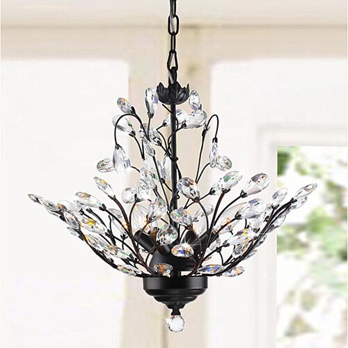 Terra Antique Copper Iron Clear Glass Crystal 4-light Chandelier (Iron) - Chandeliers For Bedrooms by Overstock.com