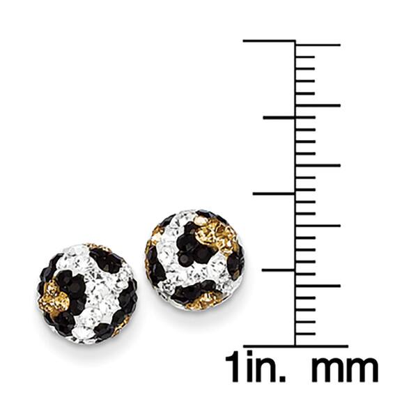 14k Yellow Gold Crystal Leopard White Black Yellow Post Earrings 14k Yellow Gold Crystal Leopard White Black Yellow Post Earrings