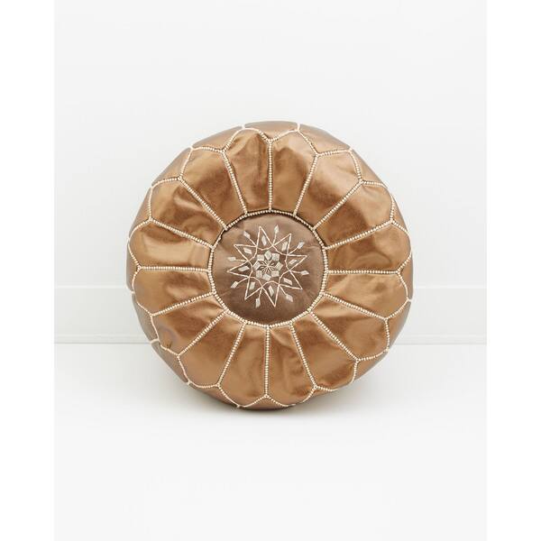 Handmade Moroccan Leather Pouf Copper Unstuffed Ottoman (Morocco