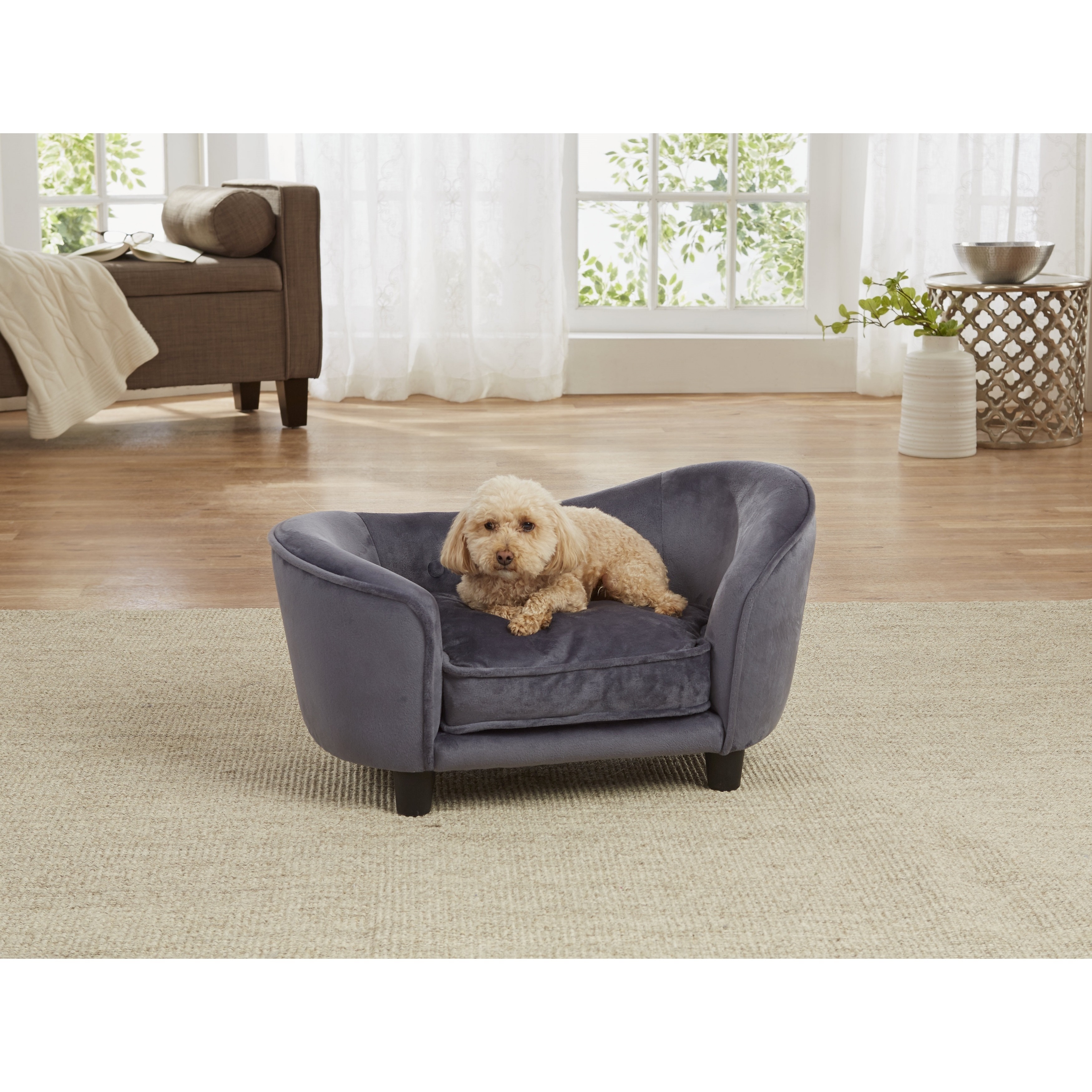 Shop Black Friday Deals On Enchanted Home Pet Grey Ultra Plush Snuggle Pet Sofa Overstock 12218314