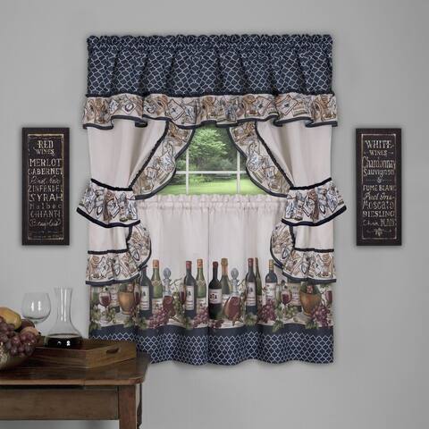 Achim Chateau Blue Window Curtain Cottage Set