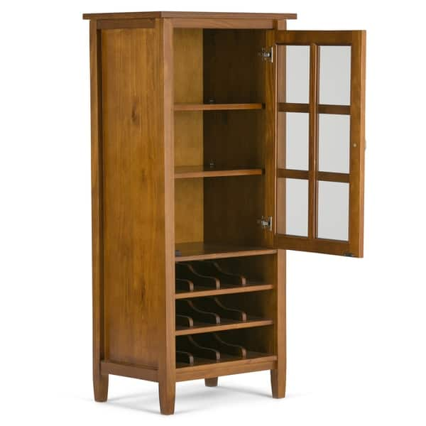 Shop Wyndenhall Norfolk 12 Bottle Solid Wood 22 Inch Wide Rustic High Storage Wine Rack Cabinet In Honey Brown 22 W X 16 D X 50 H Overstock 12218519