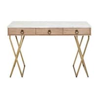 Malone White Marble Top Desk Set By Greyson Living Free 3 Drawer Stone Wash Autumn Desk