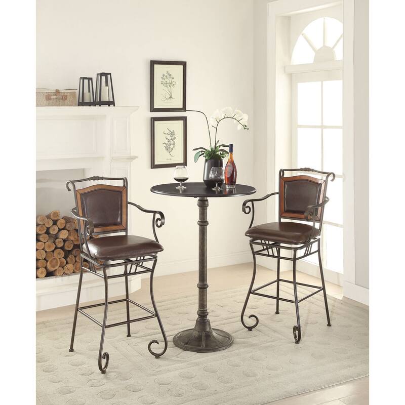 Coaster Furniture Danbury Dark Russet and Antique Bronze Round Bar Table