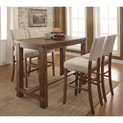 Tays Transitional Walnut Solid Wood 5-Piece Bar Set by Furniture of America