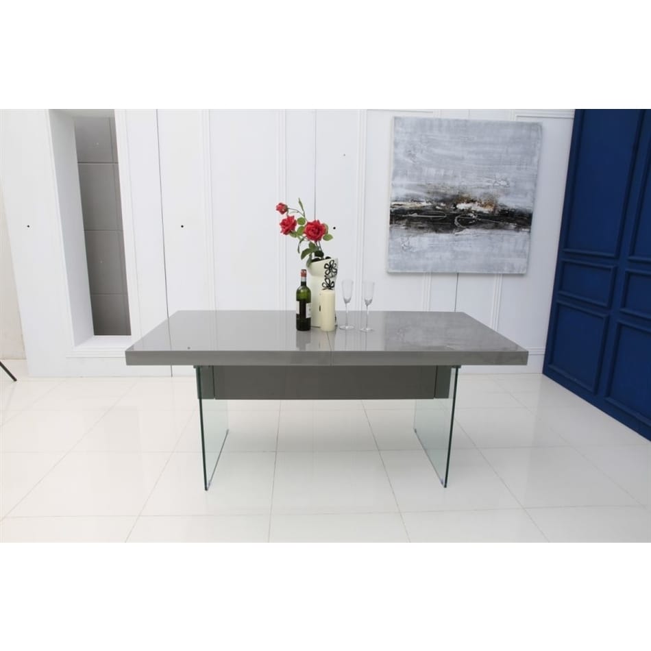 grey high gloss extending dining table