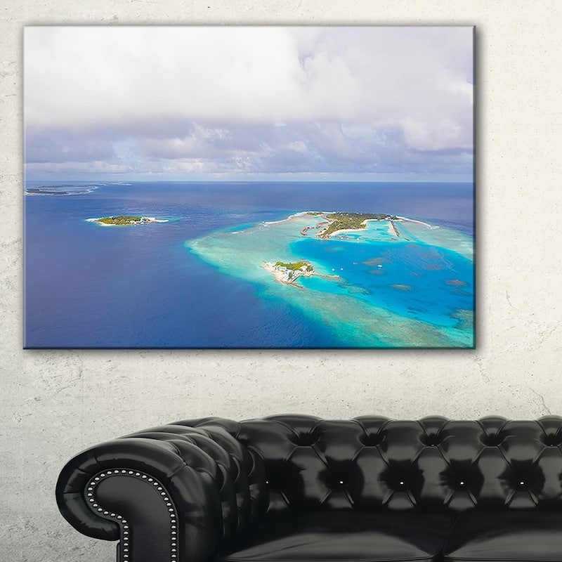 Aerial View of Maldives Island - Modern Seascape Canvas Artwork Print ...