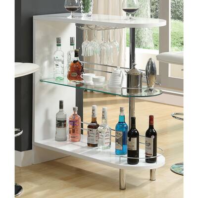 Coaster Furniture Adolfo Glossy White and Clear 3-tier Bar Table
