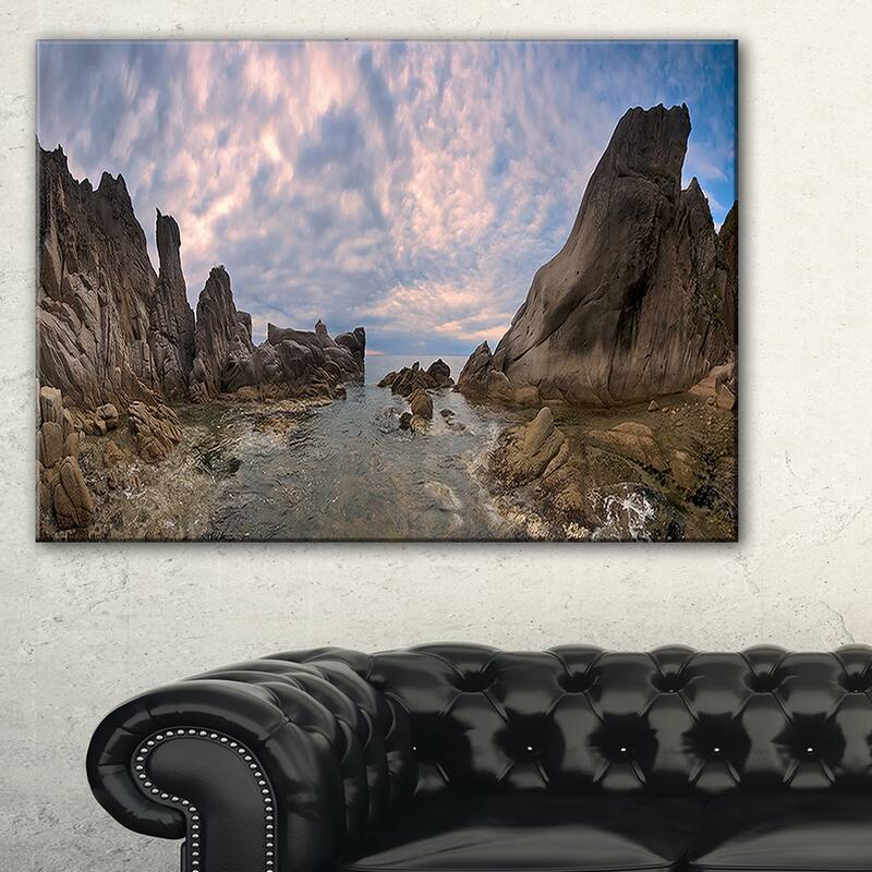 Rocky Beach East Sea on Overcast Day - Landscape Art Canvas Print