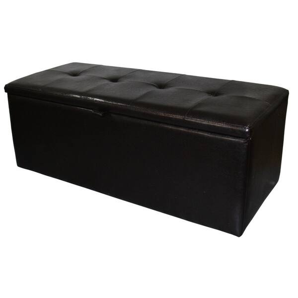 Brown Wood/Polyester 18.5inches High Shoe Storage Tufted Bench