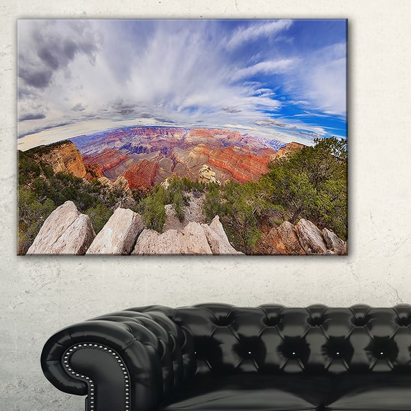 Eye Looking at the Grand Canyon Landscape Art Canvas Print Blue