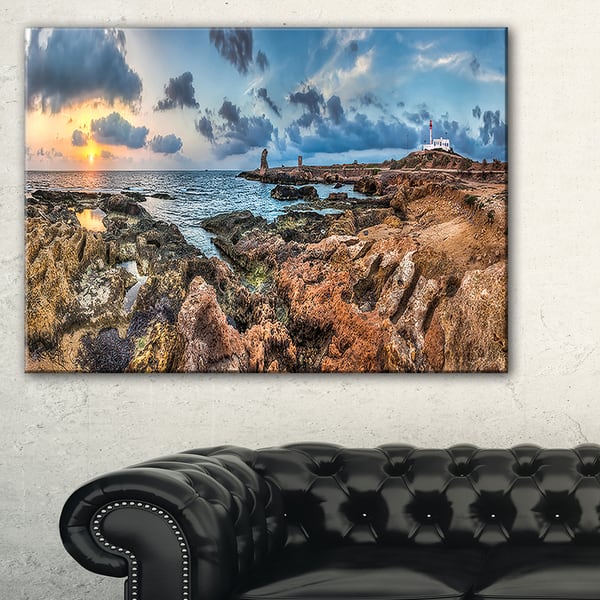 Blue Sky Over Rough Rocky Coast Extra Large Seashore Canvas Art Overstock 12219354