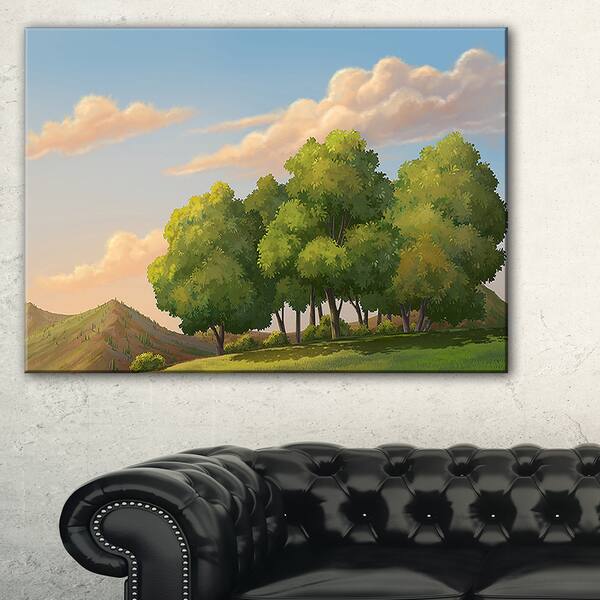 Green Mounds with Green Trees Oversized Landscape Wall Art Print