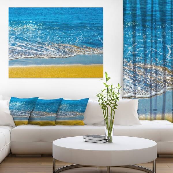 Sandy Beach and Calm Blue Sea Surf - Contemporary Seascape Art Canvas ...