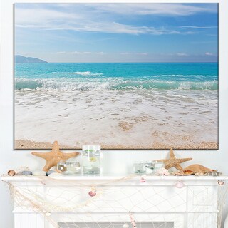 White Waves Kissing Beach Sand - Large Seashore Canvas Print