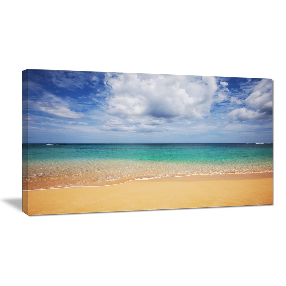 Bright Seashore With Heavy Clouds - Modern Beach Canvas Art Print - On 