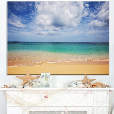 Bright Seashore with Heavy Clouds - Modern Beach Canvas Art Print