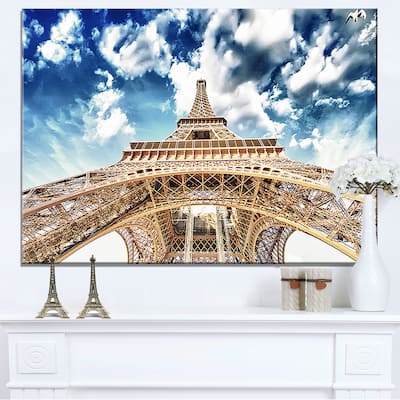 Beautiful view of Paris Eiffel Tower under Clouds - Cityscape Canvas print