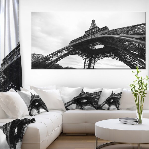 Paris Eiffel Tower in Black and White Side View Cityscape Canvas print. Opens flyout.