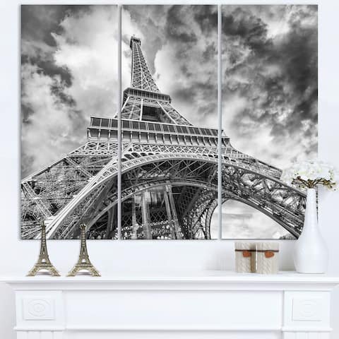 Black and White View of Paris Eiffel Tower - Cityscape Canvas print - Blue