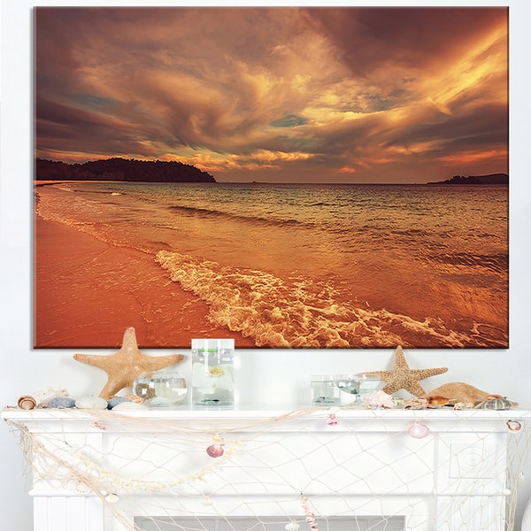 Tropical Beach Wall Art Canvas Print - Serene Ocean  Serene Tropical Beach Canvas Art display picture 1
