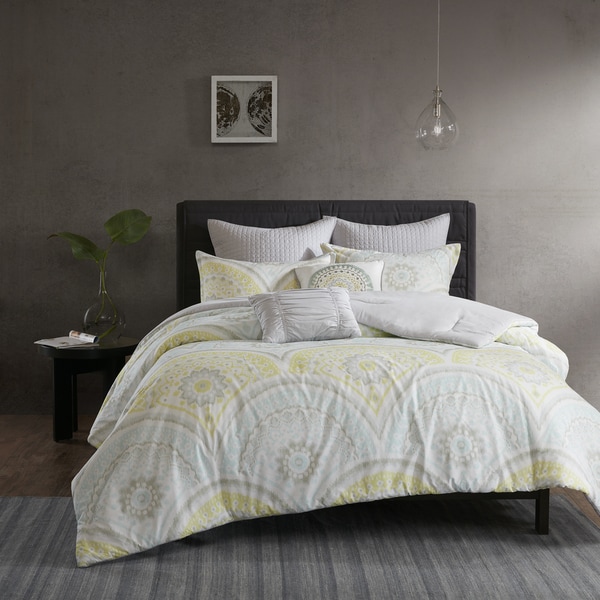 Carson Carrington Oslo Yellow Cotton Printed 7-piece Comforter Set