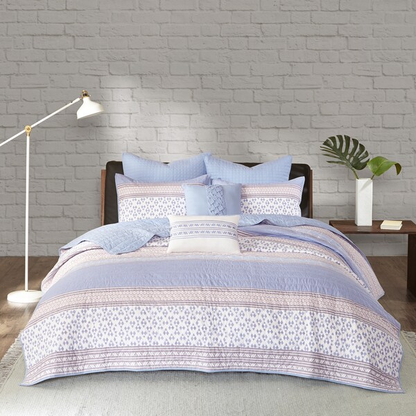 Urban Habitat Clarice Purple Cotton 7-piece Coverlet Set