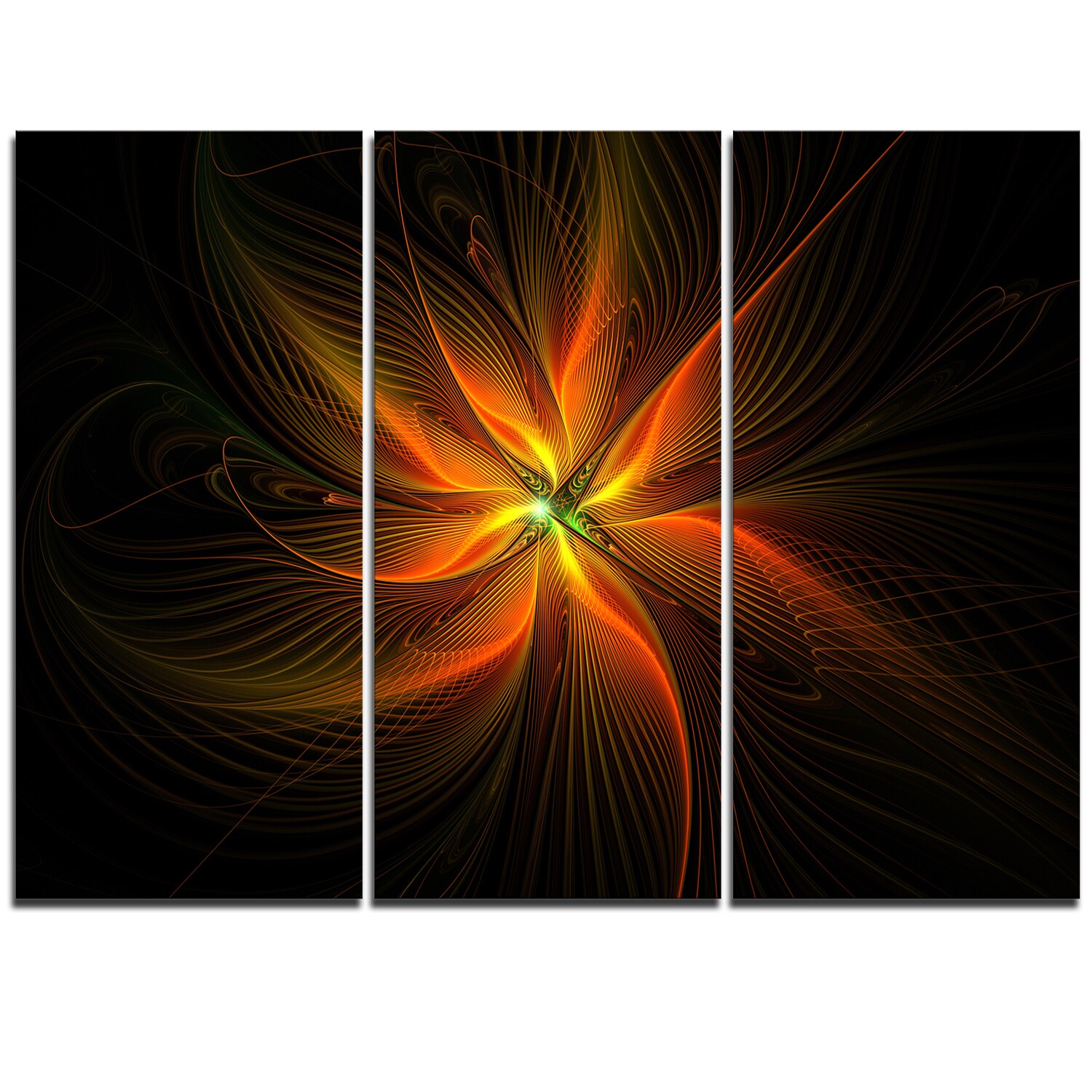 Shop Shiny Golden Yellow Fractal Flower On Black Floral Canvas Artwork Print Gold Overstock 12222415