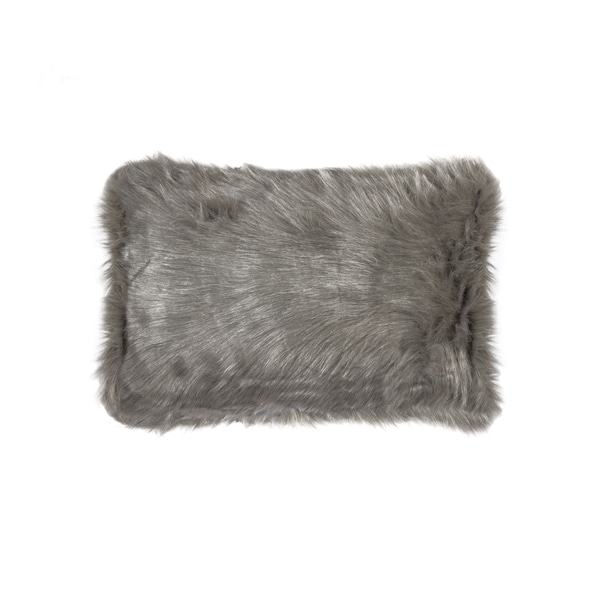 Luxe Belton Grey 12-inch x 20-inch Faux Fur Pillow