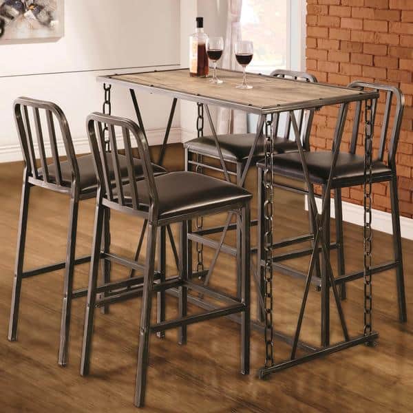 Shop Industrial Distressed Finish Chain Link Bistro Bar Pub Table
